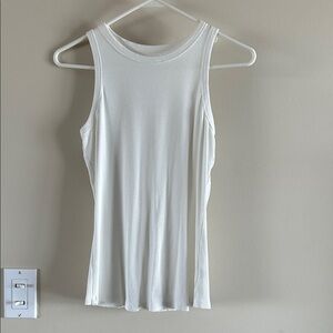 White Ribbed Tank Top - Classic Women's Scoop Neck
